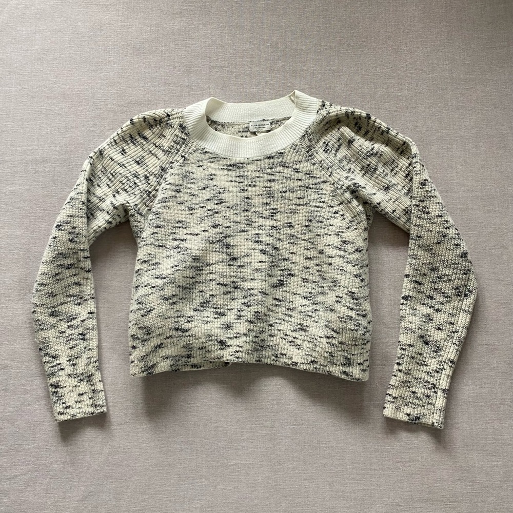 Club Monaco wool cotton cream speckled flowy sweater size XS